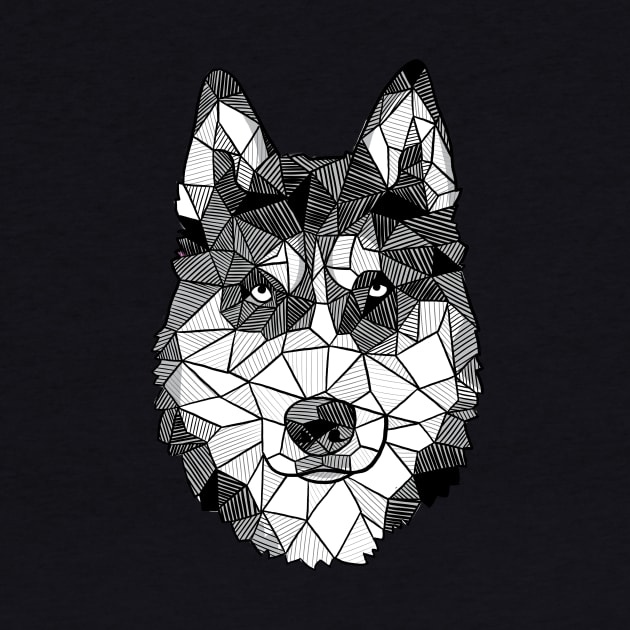 Geometric Sketchy Husky Dog by polliadesign